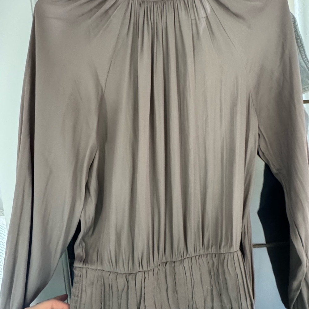 Elegant Taupe Long Sleeve Blouse